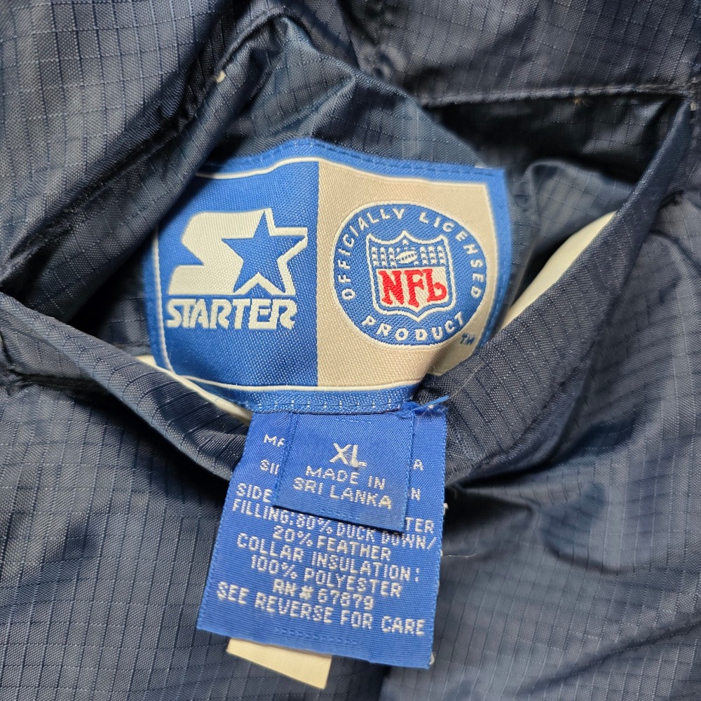 Starter Denver Broncos Puffer Jacket Mens XL Navy Blue Down Fill Ripstop NFL - Picture 2 of 11